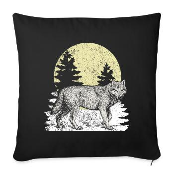 Wolf - Sofakissenbezug 45 x 45 cm - Schwarz - Vorne