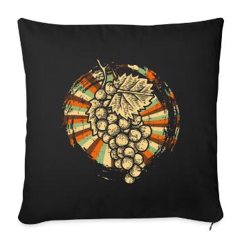 Trauben Winzer - Sofakissenbezug 45 x 45 cm - Schwarz - Vorne