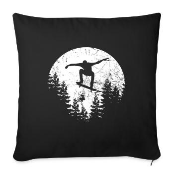 Skateboard de la lune Skateboard Skate Moon Skater - Housse de coussin décorative 45 x 45 cm - noir - Devant