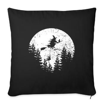 Lune sorcière sorcière Witch Lune Lune - Housse de coussin décorative 45 x 45 cm - noir - Devant