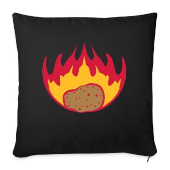 burning potato flames fire hot food leak - Sofa pillowcase 17,3'' x 17,3'' (45 x 45 cm) - black - Front