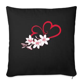 Heart flower, heart, flower, - Sofa pillowcase 17,3'' x 17,3'' (45 x 45 cm) - black - Front