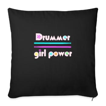 Drummer girlpower pink - Sofa pillowcase 17,3'' x 17,3'' (45 x 45 cm) - black - Front