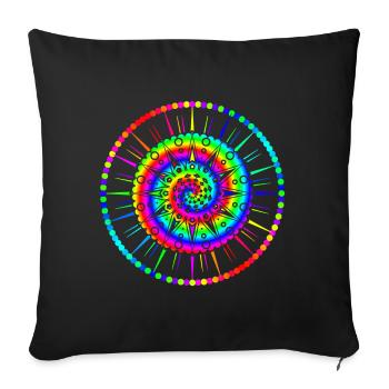 Mandalas multicolores et puissance des fleurs des années 60 - Housse de coussin décorative 45 x 45 cm - noir - Devant