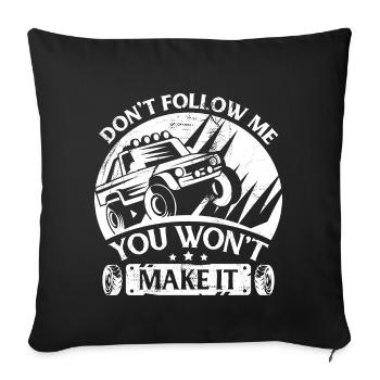 Funny Jeep Off Road - Do not Follow Me - Sofa pillowcase 17,3'' x 17,3'' (45 x 45 cm) - black - Front