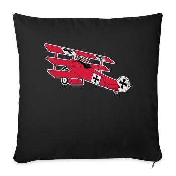 Fokker Airplane Flugzeug Roter Baron Red World War - Sofakissenbezug 45 x 45 cm - Schwarz - Vorne