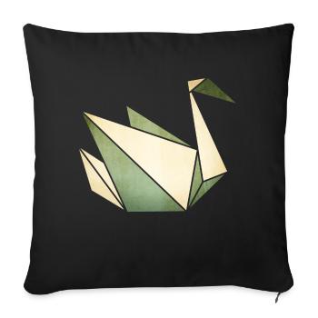 Origami: stolzer Schwan (Pergament-Optik) - Housse de coussin décorative 45 x 45 cm - noir - Devant