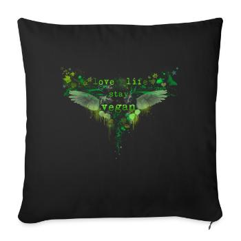 Love Life / Séjour Vegan [vert] - Housse de coussin décorative 45 x 45 cm - noir - Devant