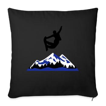 Snowboard, snowboarding - surf des neiges - Housse de coussin décorative 45 x 45 cm - noir - Devant