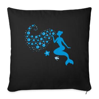 Meerjungfrau - Mermaid Kiss - Nixe - See - 2C - Sofakissenbezug 45 x 45 cm - Schwarz - Vorne