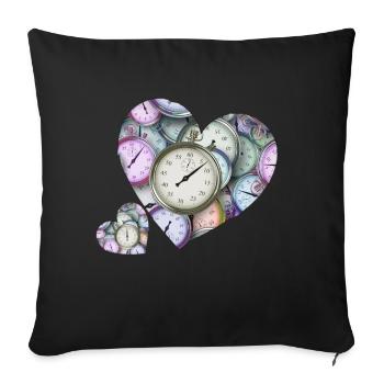 Hearts of watches - Sofa pillowcase 17,3'' x 17,3'' (45 x 45 cm) - black - Front