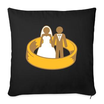 amant couple robe équipe rond cercle se marier rin - Housse de coussin décorative 45 x 45 cm - noir - Devant