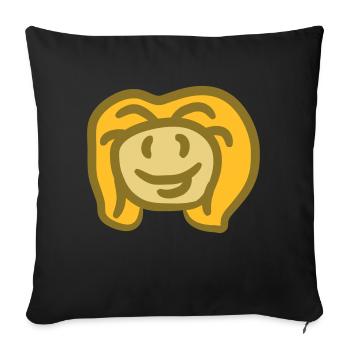 Blonde heureux smiley de visage jeune fille souria - Housse de coussin décorative 45 x 45 cm - noir - Devant