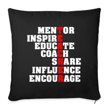 Professeur professeur enseignant professeur drôle - Housse de coussin décorative 45 x 45 cm - noir - Devant
