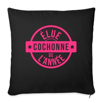 Cochonne de l'année / Sexe / Sexy / Humour / Drôle - Housse de coussin décorative 45 x 45 cm - noir - Devant