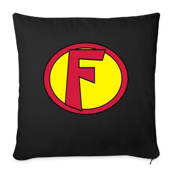 Super, Superheld, Superheldin, Hero, F - Sofa pillowcase 17,3'' x 17,3'' (45 x 45 cm) - black - Front