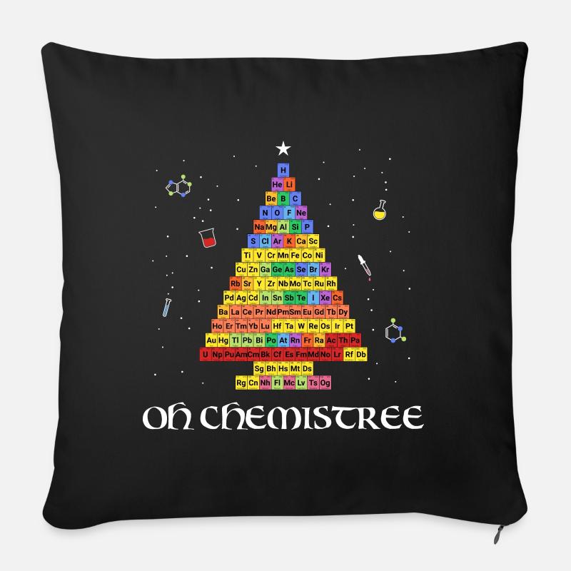 Oh Chemistree Bunter Tannenbaum Periodensystem - Sofakissenbezug 45 x 45 cm - Schwarz