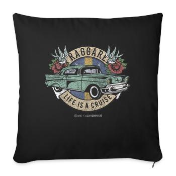 Raggare Life est une croisière Suède Flag En détresse - Housse de coussin décorative 45 x 45 cm - noir - Devant