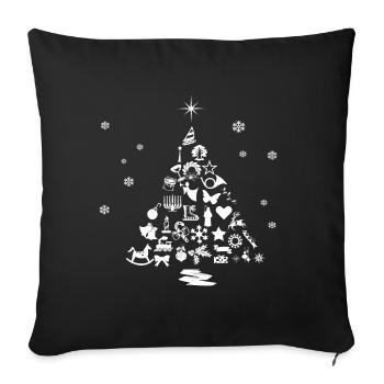Festive Christmas Tree with Gifts - Sofa pillowcase 17,3'' x 17,3'' (45 x 45 cm) - black - Front