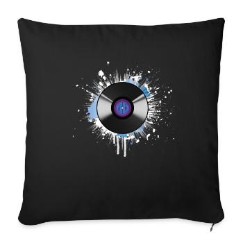 Disque vinyle taché - Housse de coussin décorative 45 x 45 cm - noir - Devant