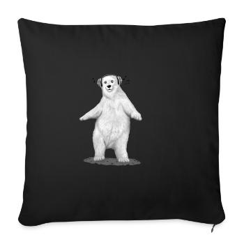 Lustiger Weißbär mit Kopfhörer, der musikalisch tanzt - Sofakissenbezug 45 x 45 cm - Schwarz - Vorne