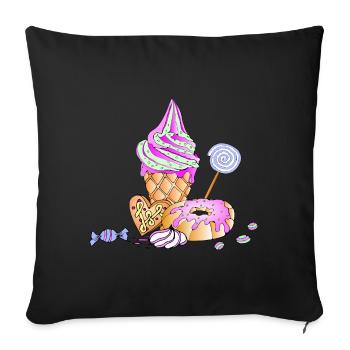 Crème glacée sundae bonbons confiserie sucre - Housse de coussin décorative 45 x 45 cm - noir - Devant