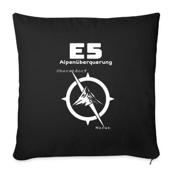 E5 Alpenüberquerung - Sofakissenbezug 45 x 45 cm - Schwarz - Vorne