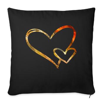 Coeur or rouge graphique amour amour - Housse de coussin décorative 45 x 45 cm - noir - Devant