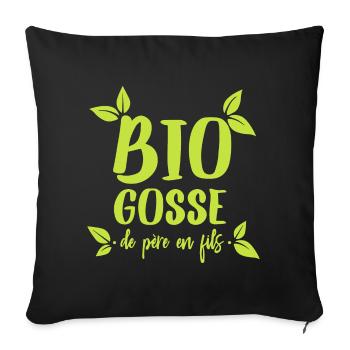 Bio gosse humour beau gosse écologie nature - Housse de coussin décorative 45 x 45 cm - noir - Devant