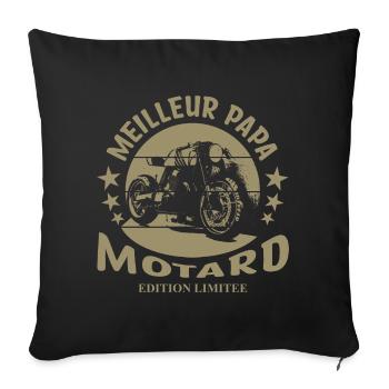 Papa motard cadeau tee shirt moto - Housse de coussin décorative 45 x 45 cm - noir - Devant