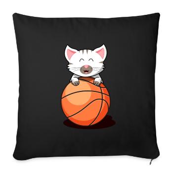 Chat basket chaton bébé chat chat blanc - Housse de coussin décorative 45 x 45 cm - noir - Devant