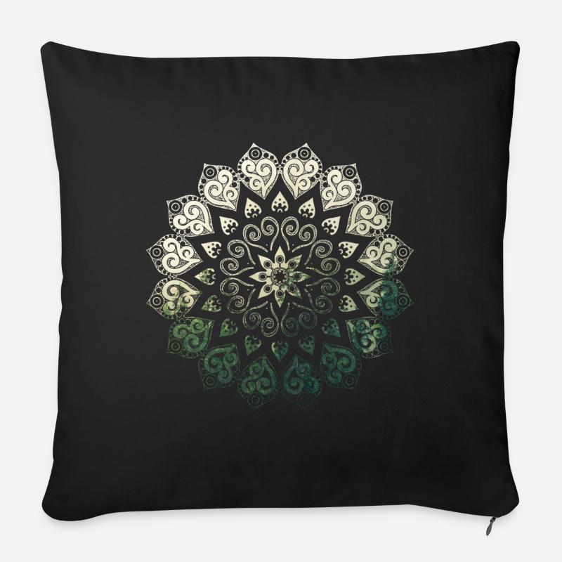 Mandala - Housse de coussin décorative 45 x 45 cm - noir