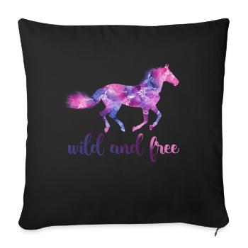 Wild and free - horse, horse - Sofa pillowcase 17,3'' x 17,3'' (45 x 45 cm) - black - Front