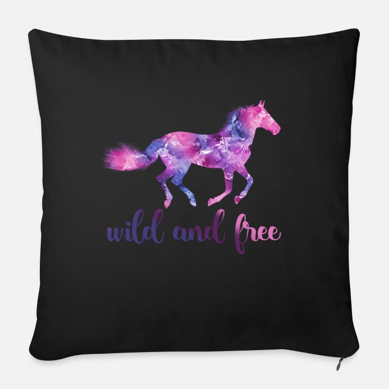Wild and free - Horse, Pferd - Sofakissenbezug 45 x 45 cm - Schwarz
