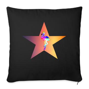 Flamingo star - Sofa pillowcase 17,3'' x 17,3'' (45 x 45 cm) - black - Front