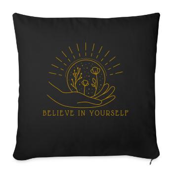 Croyez en vous-même amour de la main du globe terrestre - Housse de coussin décorative 45 x 45 cm - noir - Devant