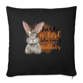 Juste une fille qui aime les lapins - Housse de coussin décorative 45 x 45 cm - noir - Devant