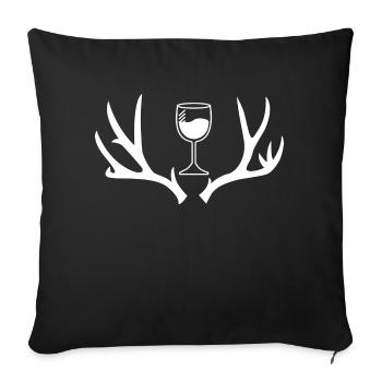 Hunting and wine - Sofa pillowcase 17,3'' x 17,3'' (45 x 45 cm) - black - Front