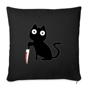 Chat noir avec couteau mème Sang Drôle de gueule de bois - Housse de coussin décorative 45 x 45 cm - noir - Devant