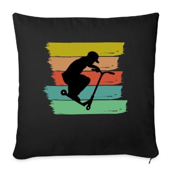 Stunt Scooter Vintage Skater Pedal Scooter Scoot Kids - Sofa pillowcase 17,3'' x 17,3'' (45 x 45 cm) - black - Front