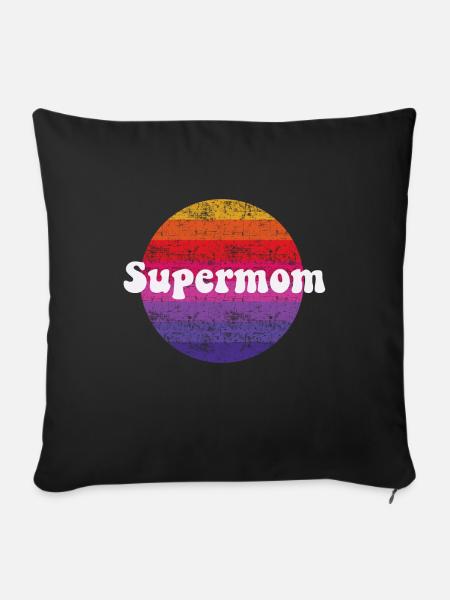 Supermom Retro Style Super Mutter - Sofakissenbezug 45 x 45 cm - Schwarz