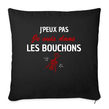 Je peux pas je suis dans les bouchons - Housse de coussin décorative 45 x 45 cm - noir - Devant