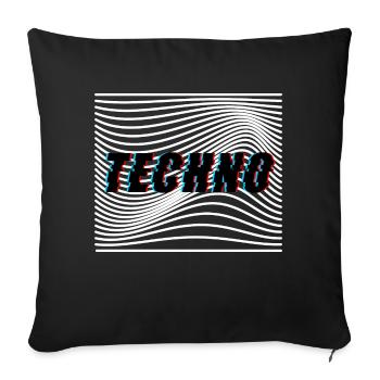 Techno Waves Trippy Psychedelic - Sofa pillowcase 17,3'' x 17,3'' (45 x 45 cm) - black - Front