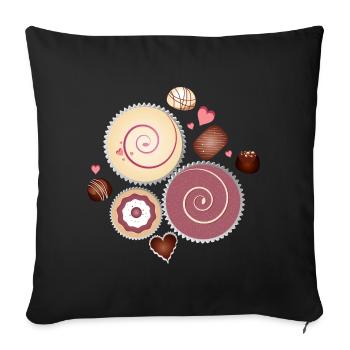 Komposition edler Pralinen in zarten Farben - Sofakissenbezug 45 x 45 cm - Schwarz - Vorne