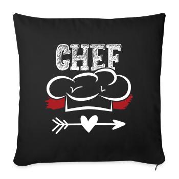 chef cuisinier - Housse de coussin décorative 45 x 45 cm - noir - Devant
