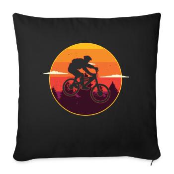 Mountainbike für MTB Downhill Mountainbiker - Sofakissenbezug 45 x 45 cm - Schwarz - Vorne