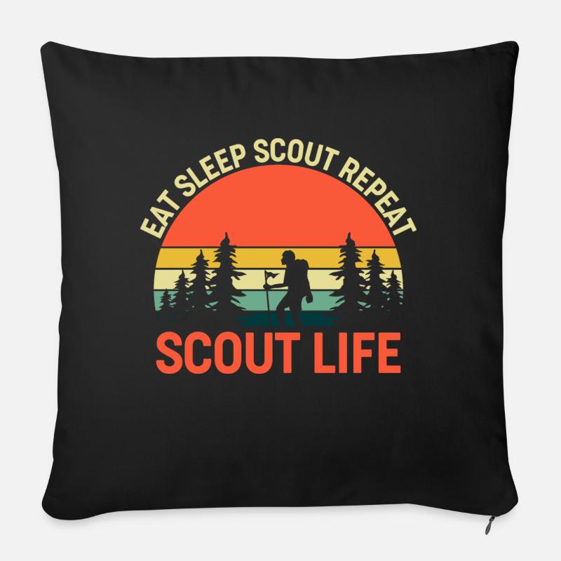 Essen Schlaf Scout wiederholen Scout Leben - Sofakissenbezug 45 x 45 cm - Schwarz