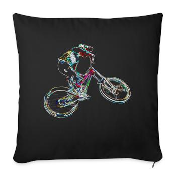 vélo bmx vtt - Housse de coussin décorative 45 x 45 cm - noir - Devant