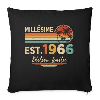 Millésime 1966 Édition Limitée Cadeau Anniversaire - Housse de coussin décorative 45 x 45 cm - noir - Devant
