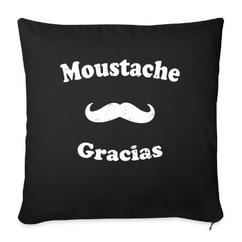 Moustache Gracias Humour Barbu Cadeau Espagnol - Housse de coussin décorative 45 x 45 cm - noir - Devant